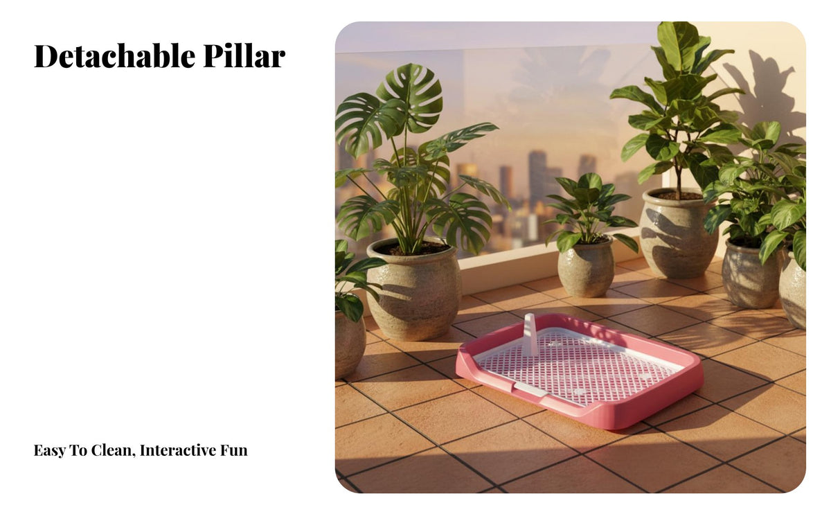 Indoor Dog Toilet Easy to Clean Indoor Dog Pet Toilet Low Entry Design Puppy Training Tray with Grid for Small Dogs, Apartment Living, Balcony