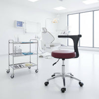 Ergonomic Medical Rolling Chair PU Leather Seat Oral Assistant Chair Pressure-Resistant-Resistant Gas Lift Adjustable Swivel Stool with Backrest
