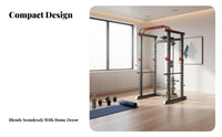 Guided Machine Squat Rack Combo Whole Body Workout Complete Guided Machine Heavy-Duty Steel Frame Complete Home Gym for Fitness Enthusiasts