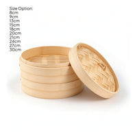 2 Pieces Bamboo Steamer with Lid Woven Bamboo Steamer Round for Chefs