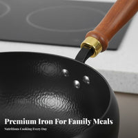 Scale Pattern Scale Pattern Wok Naturally Nonstick Flat Bottom Wok Iron Stir Fry Pan Even Heating Uncoated Skillet Pre-Seasoned