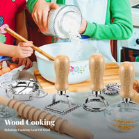 8 Pieces Pastry Prep Set Versatile Dumpling and Pasta Maker Tool Kit Easy to Use Wooden Handle Ravioli Maker for Beginners, party Activity