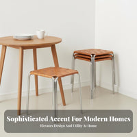 Stackable Woven Top Stacking Stool Light Luxury Design Backless Chair Space-Saving Dining Seat Sturdy Construction for Apartment Dwellers, Interior Decorators, Small Apartments, Kitchen, Living Room, Entryway