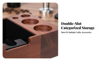 Wooden Espresso Pressing Station Compact Design Portafilter Holder with Drawer Universal Espresso-Compatible Pressing Station for Home Baristas
