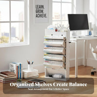 Foldable Rolling Desk-Side Book organizer With casters Multi-Compartment organizer Multifunctional book organizer Space Saving for Students, Teenagers, Office Workers, Classroom, Study Room, Bedroom, Nursery