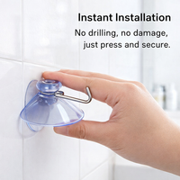 Vacuum Hook for Bathroom Towel, Heavy Duty Suction Cup with 304 Stainless Steel, Clear for Wreath