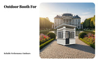 Portable Guard Booth Box Weather Resistant Prefabricated Security Booth Reinforced Glass Panes Stone Finish Gatehouse for Building Entrances