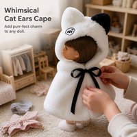 Doll Cloak Cape for 10cm/20cm Cotton Dolls, Cute Starry Rabbit Fur Design