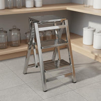 V-Shaped Ladder Ladder with Handrail Foldable Handrail Step Ladder Space Saving Folding Step Stool for Seniors, Garage, Kitchen, Library