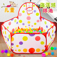 Foldable Kids Play Tent with Basketball Hoop - Portable Ocean Ball Pit for Indoor/Outdoor Use