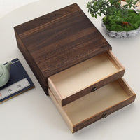 Double-Layer Wooden Tea Storage Box with Pull-Out Drawer, Gift Packaging