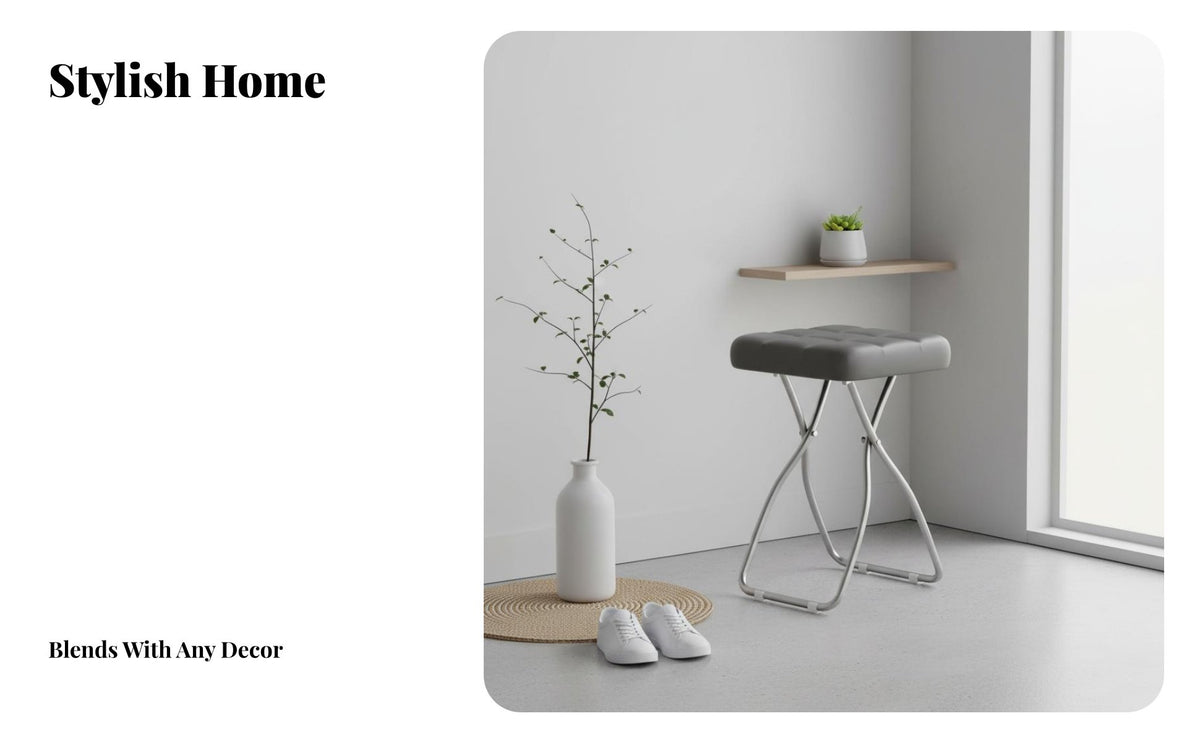 Foldable Design Folding Padded Stool Easy Storage Portable Seating Space-Saving Household Furniture Lightweight for Apartment Dwellers, Event Personnel, Small Areas, Entryway, Bedroom, Living Room