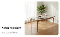 Nordic design Elephant Leg Table and Woven Chair Combo Modern Minimalist Dining Room Set Sintered Stone surface Mealtime Furniture Rounded Corners for Families, partners, Homeowners, Apartment, Kitchen