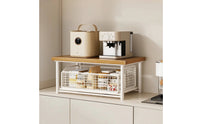 Countertop Organizer with Wire Basket Space Saving Storage Rack Heavy Duty Countertop Riser with Shelf for Office Breakroom