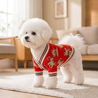 Knitted Dog Sweater and Cat Sweater, Button Front Diagonal Neckline Acrylic Knitted Cat Sweater and Dog Sweater