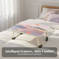 adaptable Foldable Laptop Table with openings Artistic Print Surface Foldable Laptop Table with Tablet opening No Installation Required Lap Desk Rounded Edges for Students, work-from-anywhere Workers, Dorm Room, Bedroom, Bay casement, Home Office