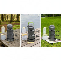 Camp Mess Kit with Kettle Compact Camping Cookware Set Lightweight Camping Pot and Pan for Backpackers, Hikers