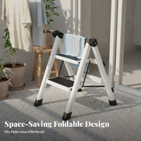 Convertible Laundry Ladder Multi-Functional 2-in-1 Ladder Dehydrating Rack Space-Saving Folding Step Stool Clothes Horse for Adults, Balcony, Outdoor
