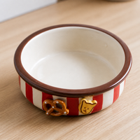 Hand-Painted Ceramic Pet Bowl for Cats and Dogs, Large Caliber Anti-Tip Design