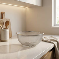 Double Layer Colander and Washing Bowl Set, Stainless Steel Colander with Handles, Modern Minimalist Fruit Strainer Bowl for Rice and Vegetables