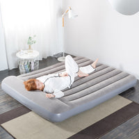 Flocked Inflatable Air Mattress with Built-in Pillow and Foot Pump, Portable Folding Air Bed for Home and Camping