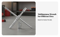 Foldable Design Cross Lug Wrench High Rotational Force 4 Way Folding Lug Wrench Heavy Duty Steel for DIY Enthusiasts, Roadside Emergency