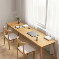 Long Rectangular Desk Thickened Board Wood Writing Desk Sturdy Long Study Table
