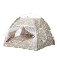 Summer Pet Tent Bed with Cooling Mat for Cats and Small Dogs, Foldable Mosquito-Proof Pet Sleeping Nest