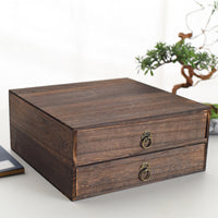 Double-Layer Wooden Tea Storage Box with Pull-Out Drawer, Gift Packaging