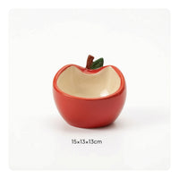 Apple Shaped Pet Bowl Whisker-Friendly Ceramic Cat Dish Cute for Indoor, Cats