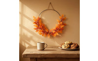 Half-Wreath Lightweight Wreath with Metal Hoop Faux Botanical Decoration for Thanksgiving, Entryway