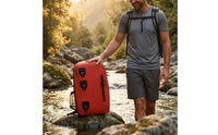 Adjustable Strap Waterproof Backpack Front Loops Zip Pocket Backpack Red-Orange Rucksack Black Trim