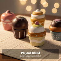 6 Pieces Pastel Wooden Dessert Set Decorative Patterns Dessert Playset Fine Motor Skills Kids Toy Gift Idea for Early Learning