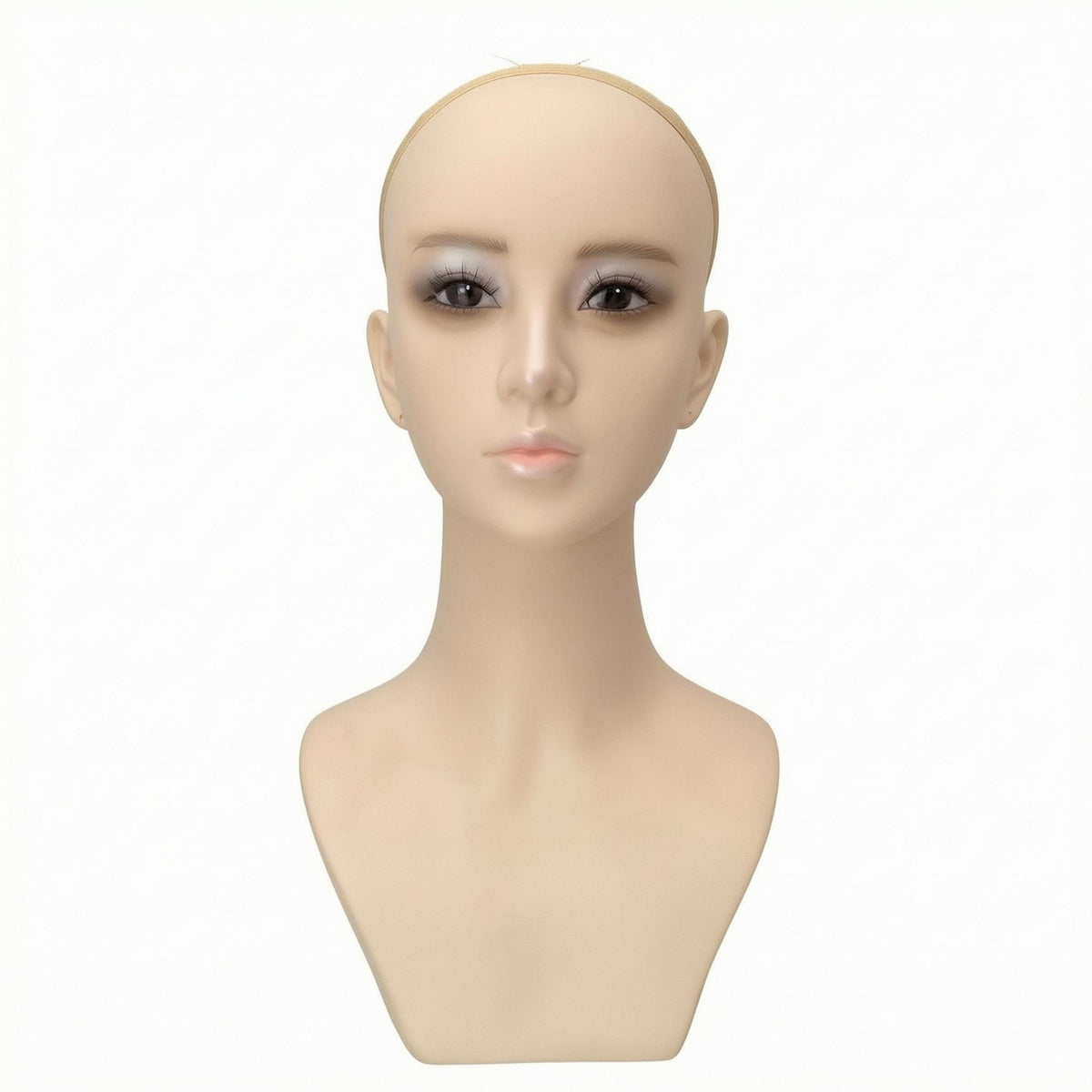 Female Mannequin Bust Nude Beige Hairpiece Display Head Smooth surface Female Mannequin Head for Photo Shoots
