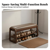2-in-1 Design Upholstered Shoe Rack Bench Space-Saving Household Furniture Padded Seat Spacious Storage for Families, Homeowners, Adults, Entryway, Hallway, Bedroom, Living Room