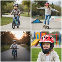 Rechargeable Full Face Bike Helmet Adjustable Full Face Two-Wheeled Vehicle Helmet Ventilated Safeguarding for Children, Young Person, Toddlers, Cycling, Skating