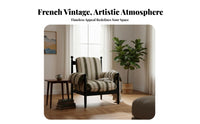 French Vintage design Highrear Wooden Armchair Removable Cover Upholstered Armchair easy-clean seat pad Accent Chair mid-centuryera Design for Homeowners, Adults, Renters, Living Room, perusing corner, Bedroom, Apartment