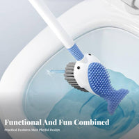 Sea Creature Shaped Toilet Brush Scratch Bristles Sea Creature Toilet Brush Set Space-Saving for Kids