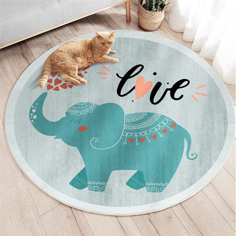 Cartoon Round Area Rug for Kids' Room, Bedroom, Computer Chair, or Hanging Basket Chair