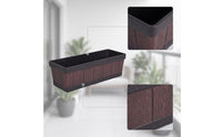 Plastic Planter with Faux Wood Grain Low-Height Rectangular Planter Rustic Flower Box Farmhouse for Gardeners