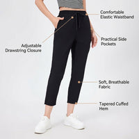Ladies Trousers with Elasticated Waist for Women, Loose Fit Joggers for Running and Gym, Breathable Cuffed Ankle Design