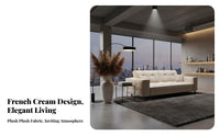 Curved 3-Seater Sofa French Cream design Living Room Seating Designer Model Couch for Apartment Dwellers, Young Adults, Lounge Area, Bedroom, Office