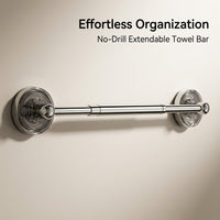 Towel Bar for Washroom and Wet Room, Rotating and Extendable Stainless Rack for Bathroom with Suction Cup