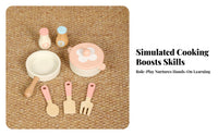 Printed Illustrations Smooth Edges Wooden Kitchen Cooktop Toy Pretend Cooking Set Pretend Kitchen Cooktop