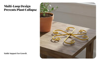 Lotus Shape Plant Holder Decorative Stalk Support Spiral Design Plant Trellis Gold Iron Grapple Holder for Potted Plants, Office