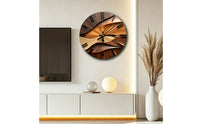 Silent Wall Clock Modern Clock with Wood-Grain Look Sculptural for Living Room, Office