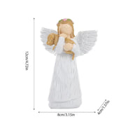 Angel Statue with Dog Hand-Painted Decor Compact for Bedside Table