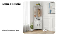 Multi-Functional Corner Coat Stand Floor-Standing Entryway Organizer Multifunctional Household Storage complimentarystanding for Apartment Dwellers, Homeowners, Families, Hallway, Bedroom, Living Room, Mudroom