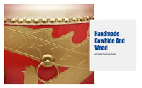 Flat Drum, Cowhide, Chinese Red, Yang Wood, For Dance, Teaching, Event, Percussion