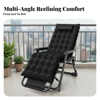 Foldable Design Folding Recliner Chair No Assembly Required Folding Recliner Lockable Recline Adjustable Rest Ping Chair Breathable Textile for Office Workers, Beachgoers, Balcony, Beach, Backyard, Garden